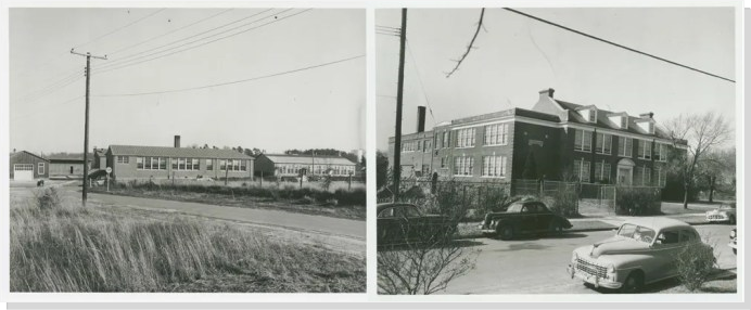 Moton High School (on the left,  for black students) and Farmville High School (for white students)  (4)